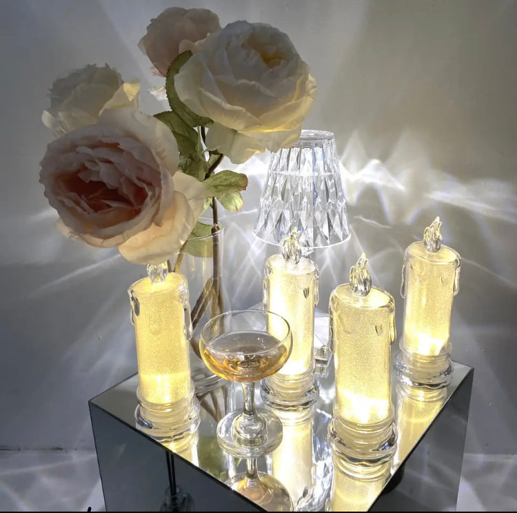 3 Pcs Set Flameless Tea Lights Simulation Acrylic Candles Battery Operated