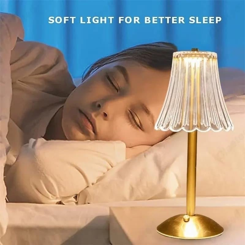 Metal LED Touch Diamond Table Lamp Rechargeable with 3 Lightening Modes