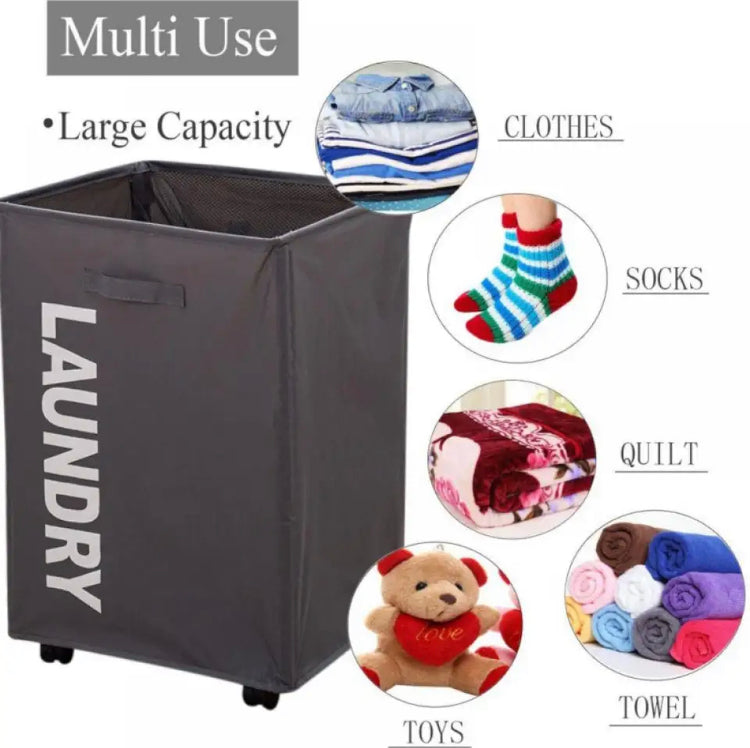 23 Inches Foldable Rolling Laundry Basket with Wheels