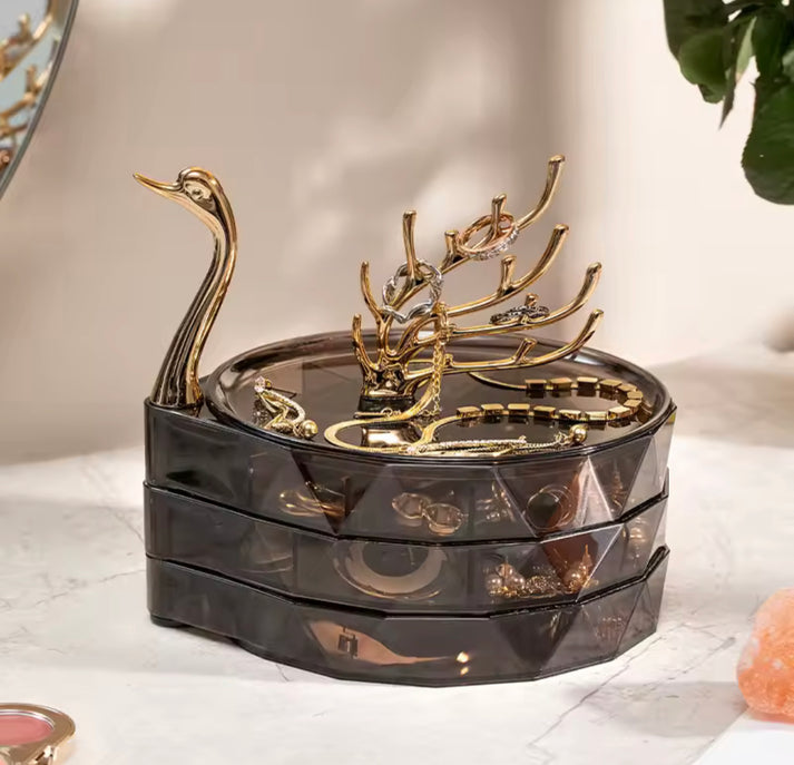 3 Layer Acrylic Swan Jewellery Organizer