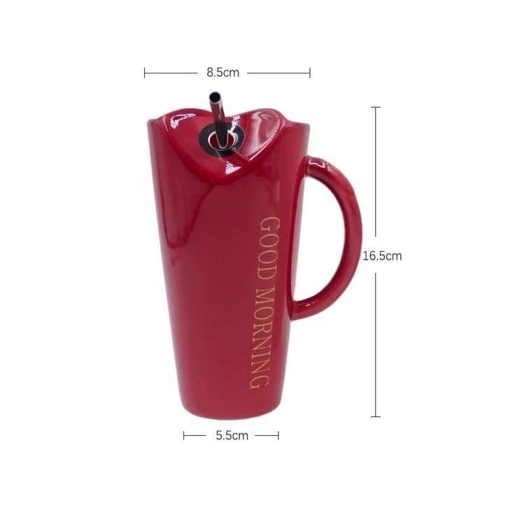 480ml Ceramic Coffee Mug with Straw