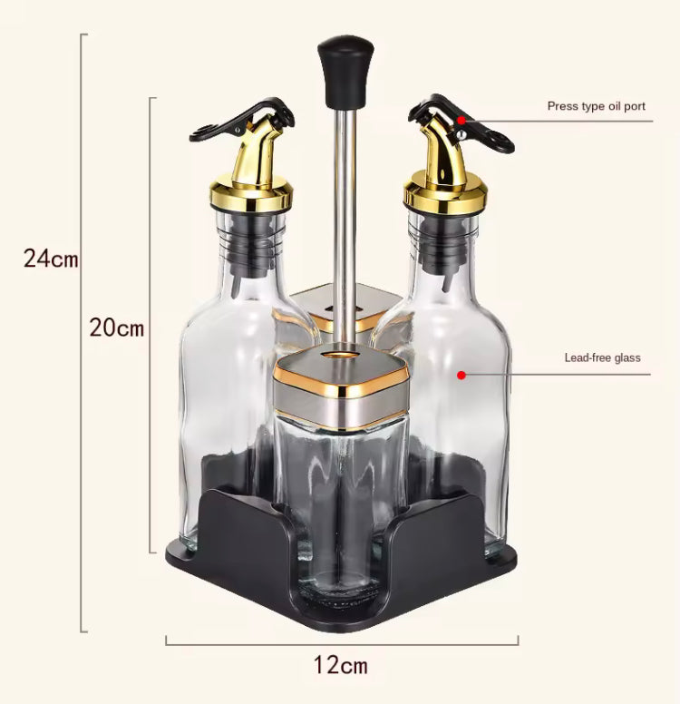 Luxury 4 Pcs Glass Spices and Seasoning Jars Set with Stand