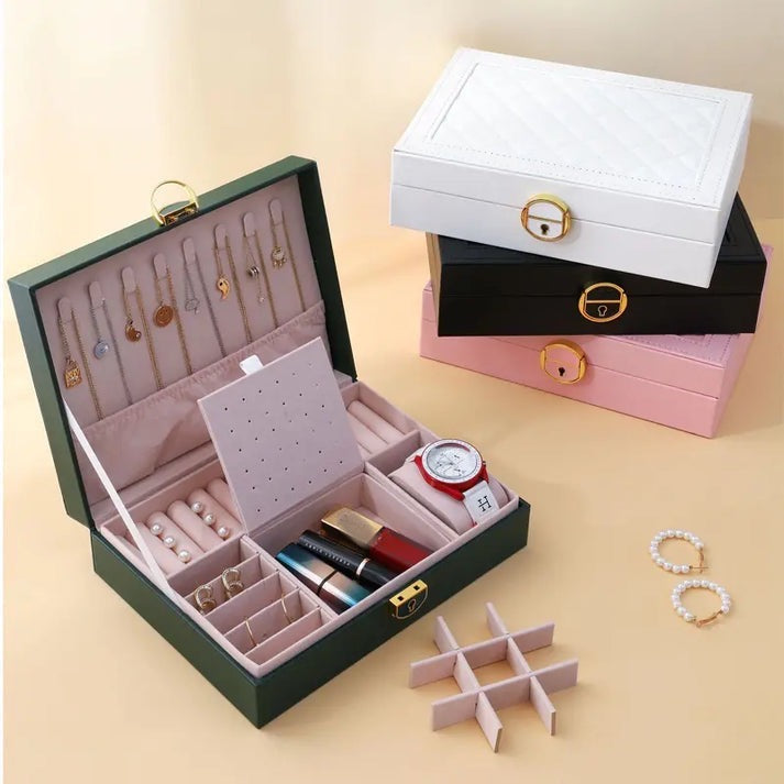 Jewellery Organizer Box with Necklace Hooks, Ring & Bracelet Storage
