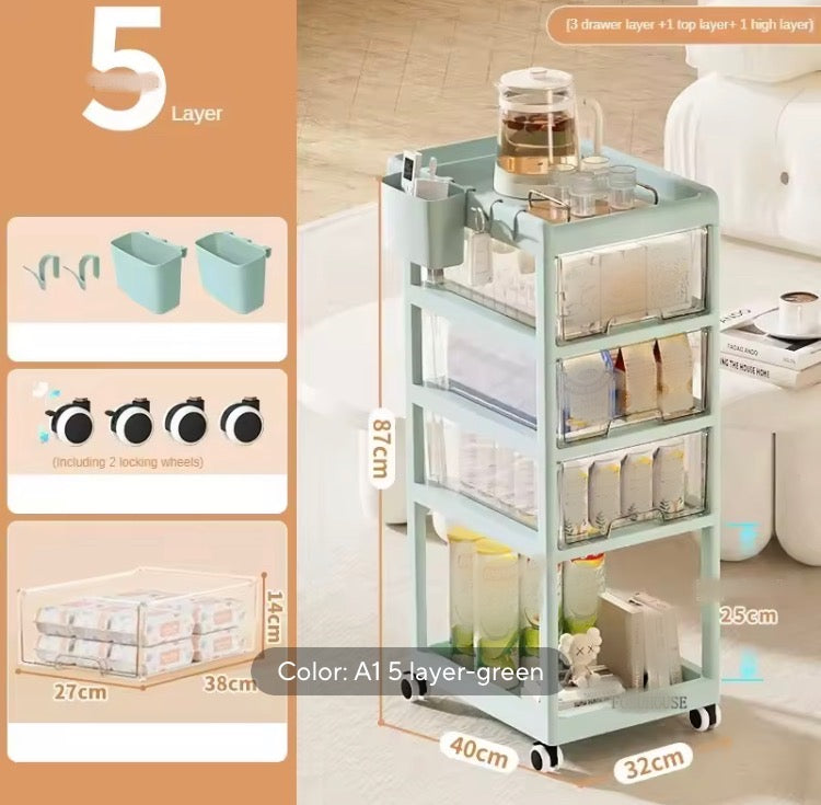 5 Layer Moveable Kids / Home Supplies Multipurpose Trolley