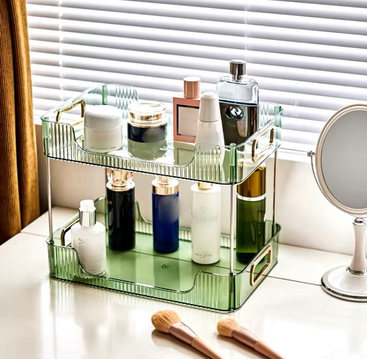 Double Layer Acrylic Cosmetics Makeup Multipurpose Organizer Rack