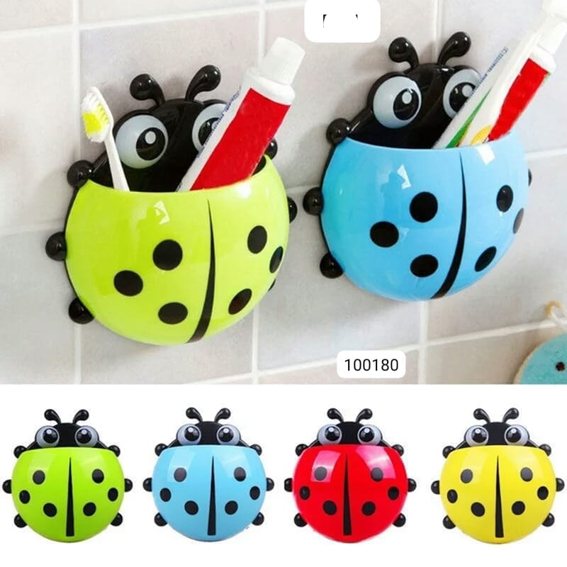 Wall Adhesive Ladybug Shape Toothbrush Toothpaste Holder