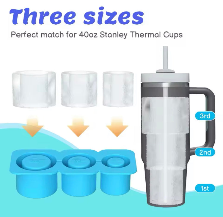 3 Grids Silicone Ice Cube Tray for 40oz Tumbler Mug