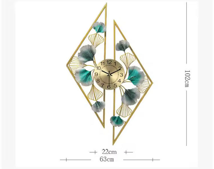 Luxury Leaf Metal Wall Hanging Clock