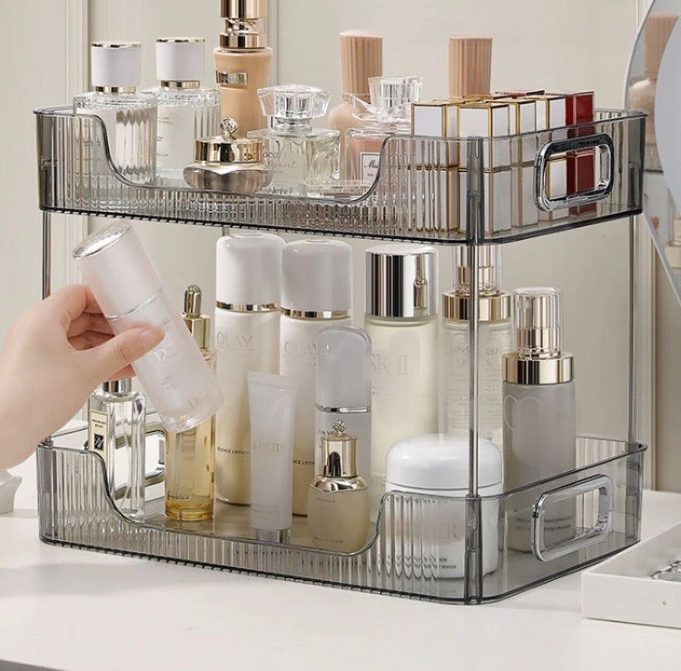 Double Layer Acrylic Cosmetics Makeup Multipurpose Organizer Rack