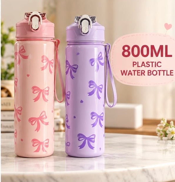 800ml Printed Bow Design Water Bottle