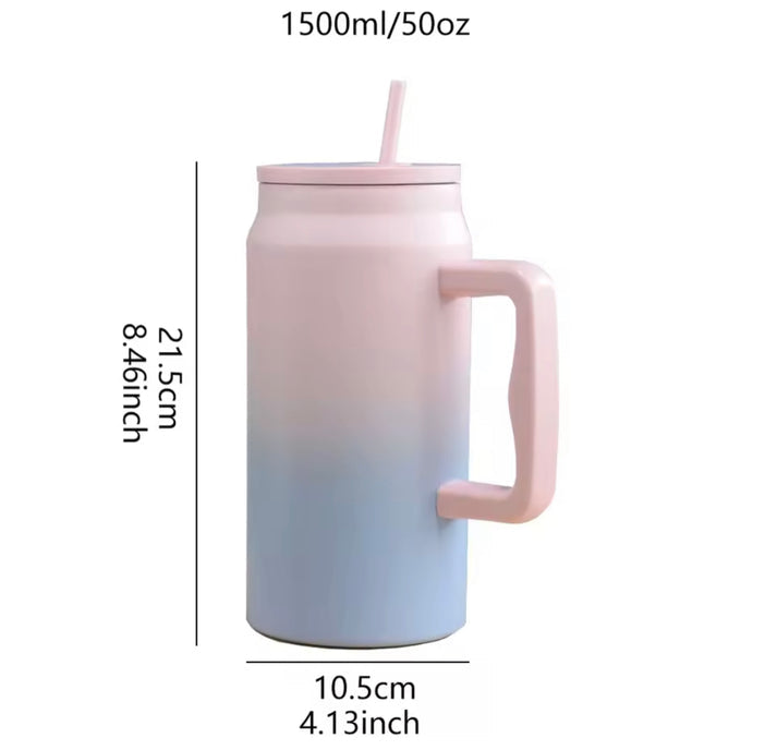 50oz Stainless Steel Tumbler with Straw
