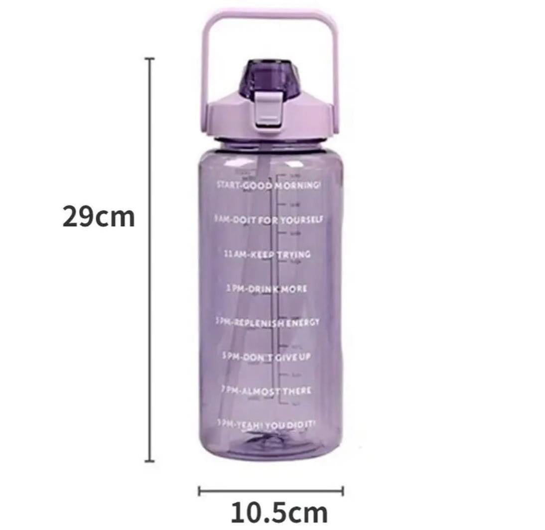 2 Litre Water Bottle with Motivational Quotes & Straw
