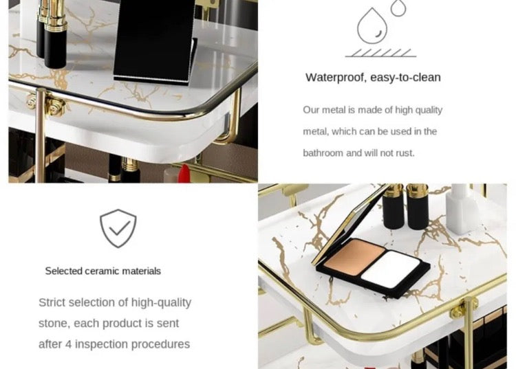 Luxury Large Capacity Three Layers White Marble Organizer