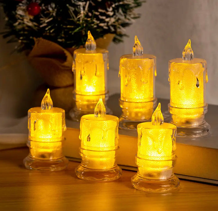 3 Pcs Set Flameless Tea Lights Simulation Acrylic Candles Battery Operated