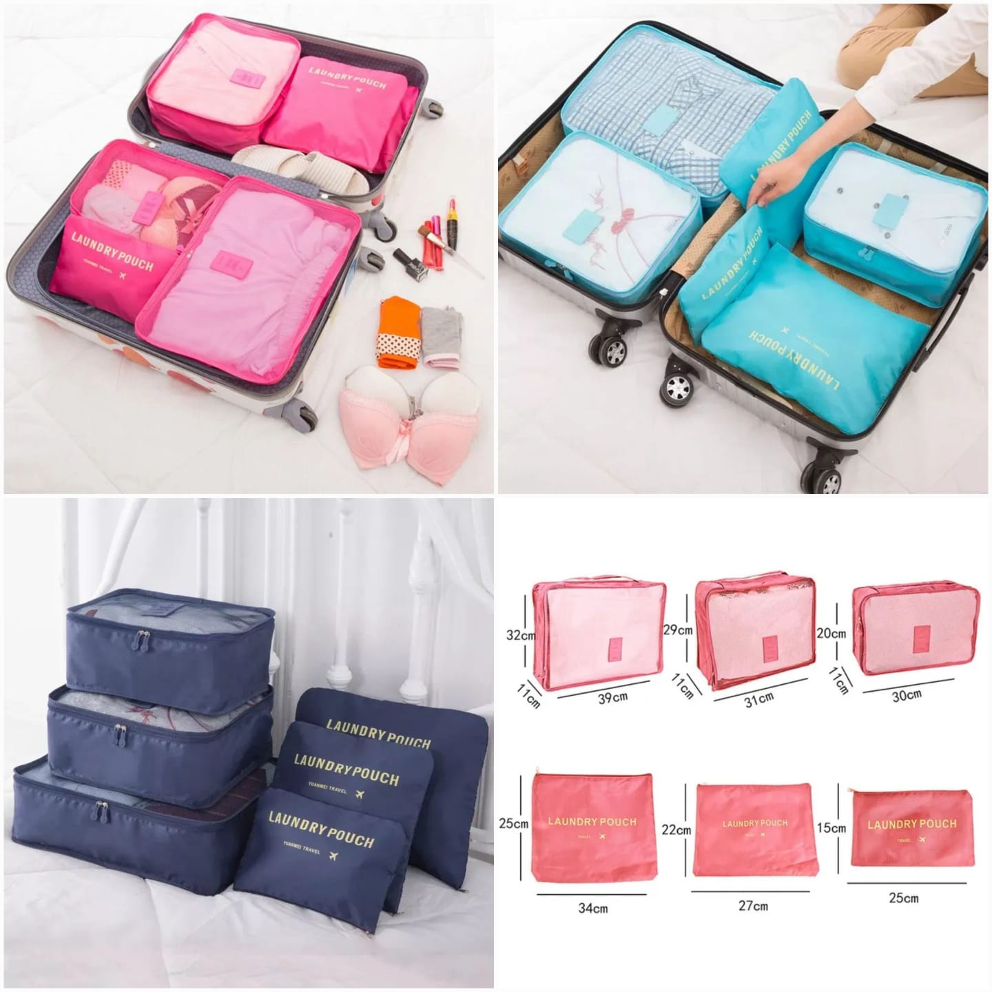 6 Pcs Travel Pouches Organizer
