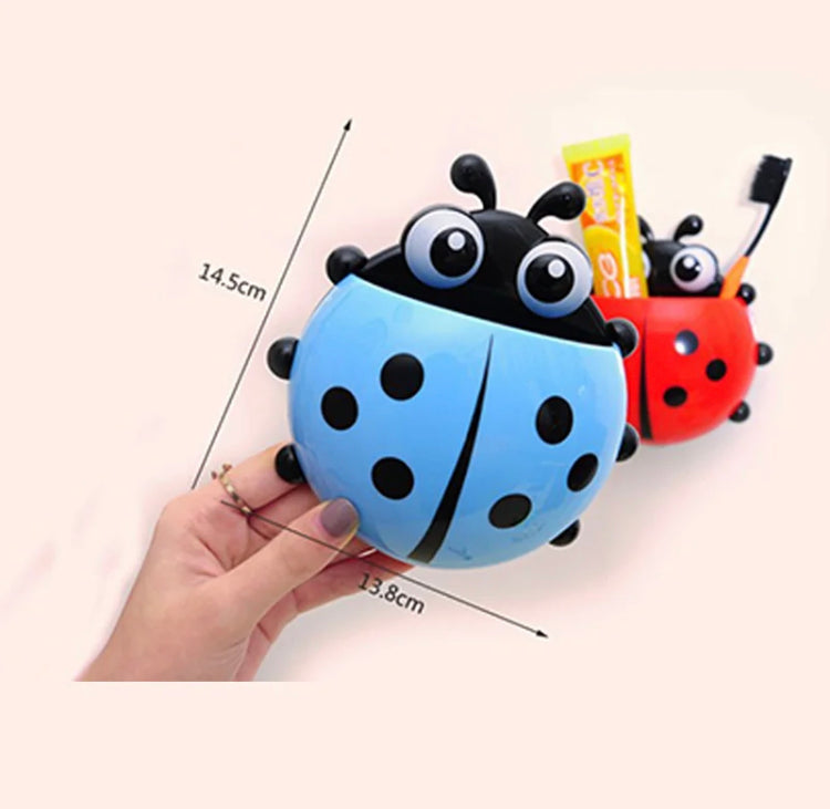 Wall Adhesive Ladybug Shape Toothbrush Toothpaste Holder