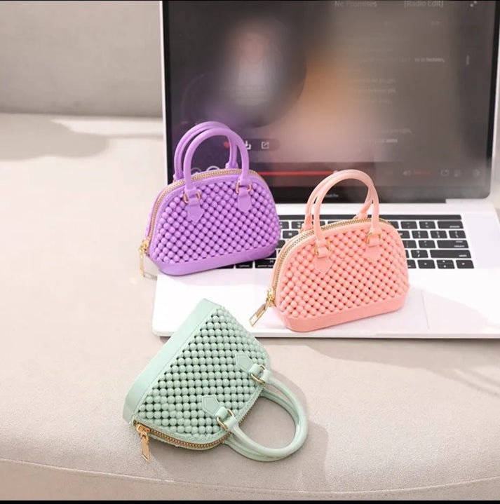 Mini crossbody Fibre Bags for Girls with Long Chain