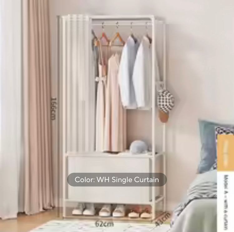 2 in 1 Clothes & Shoe Rack with Dustproof Curtains