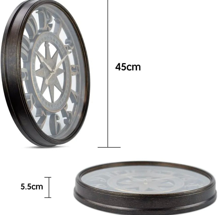 18" Large Vintage 3D Digital Silent Wall Hanging clock