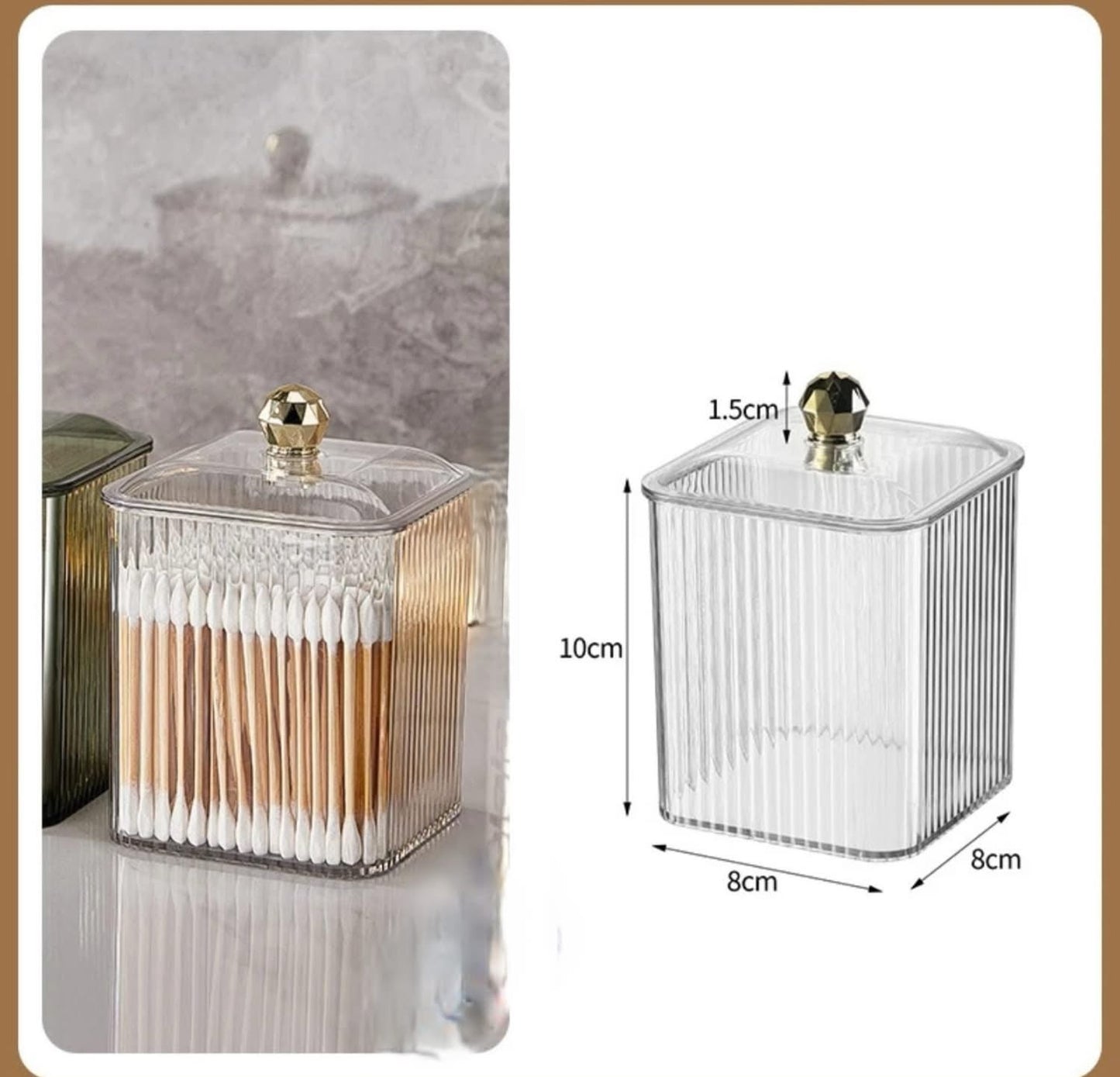 2 Pcs Acrylic Cotton Buds Multipurpose Organizer