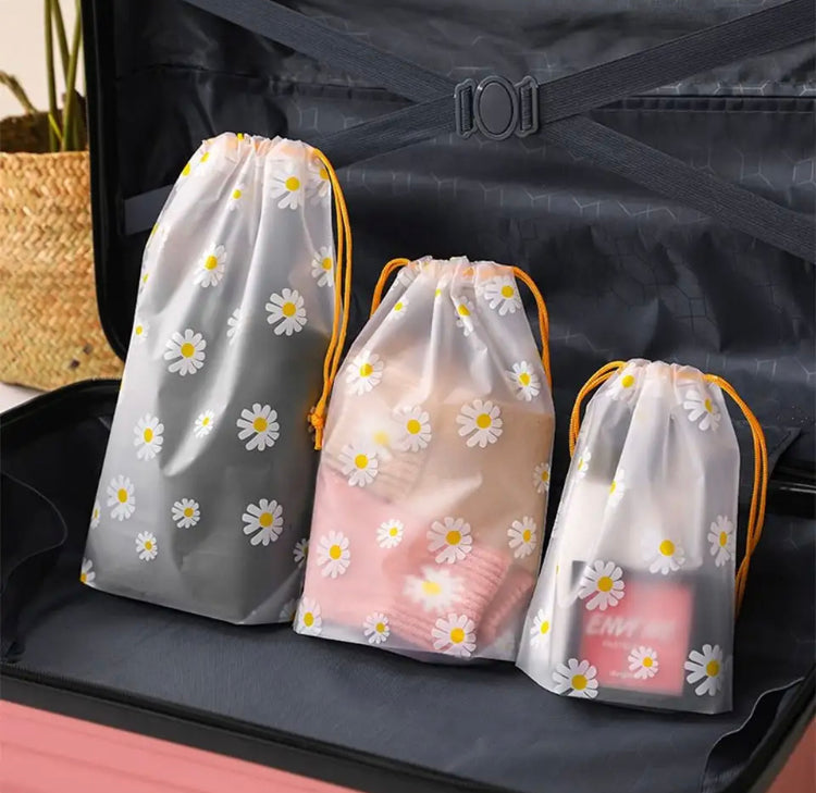 4 Pcs Daisy Dustproof Storage Bags Waterproof Travel Portable