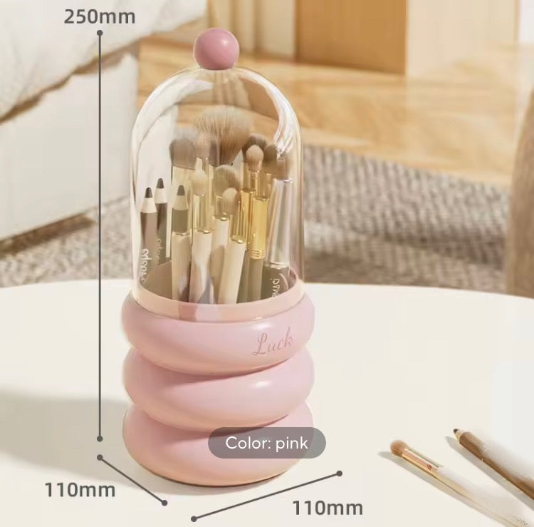 360 Rotating Makeup Brushes Holder with Dustproof Lid