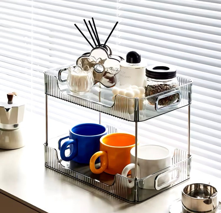 Double Layer Acrylic Cosmetics Makeup Multipurpose Organizer Rack