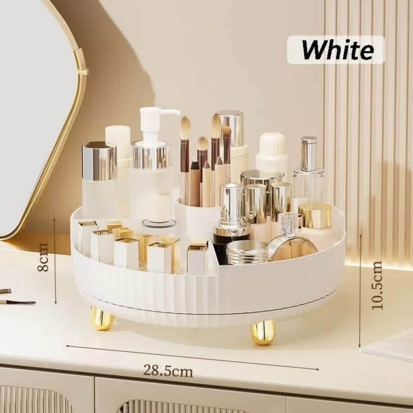 Large Capacity Rotating Cosmetics Organizer Tray