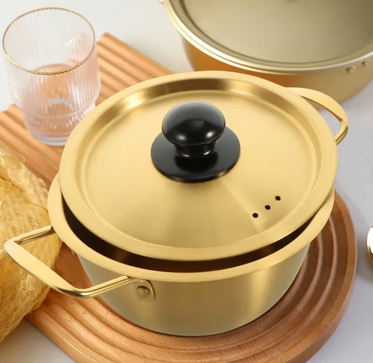 Elegant Gold Aluminium Pot with Lid