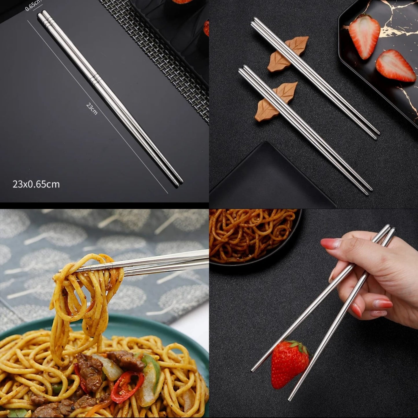 5 Pairs of Stainless Steel Chopsticks