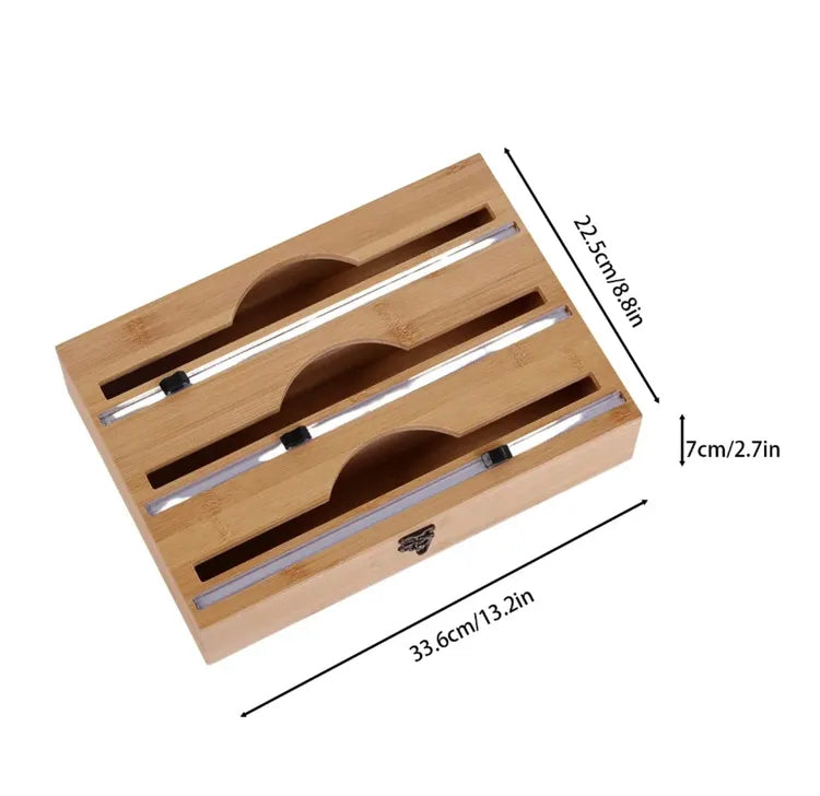 Wooden Wrap Dispenser with Cutter Plastic, Wax & Foil Paper