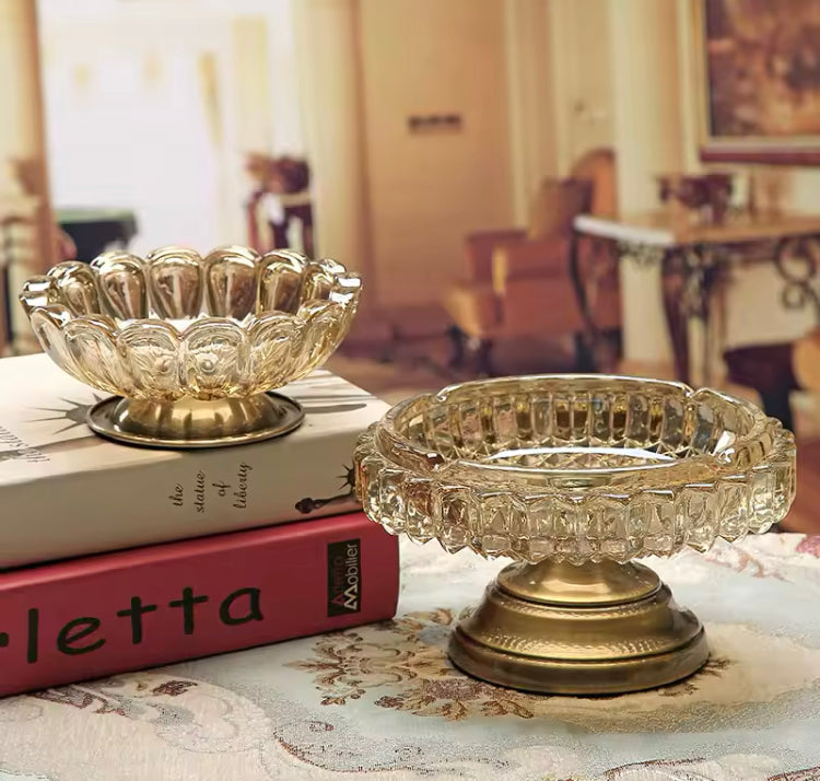 Metal Glass Antique Candy Bowl / Ashtray