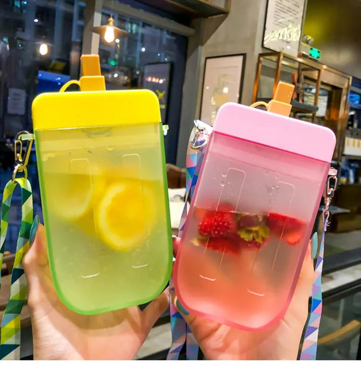 300ml Popsicle Shape Water Bottle with Straw
