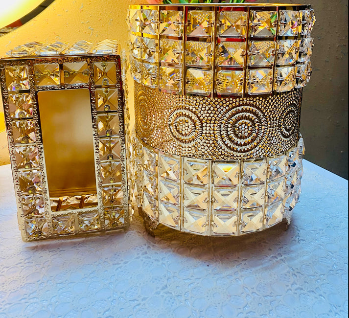Metal Crystal Tissue Box set