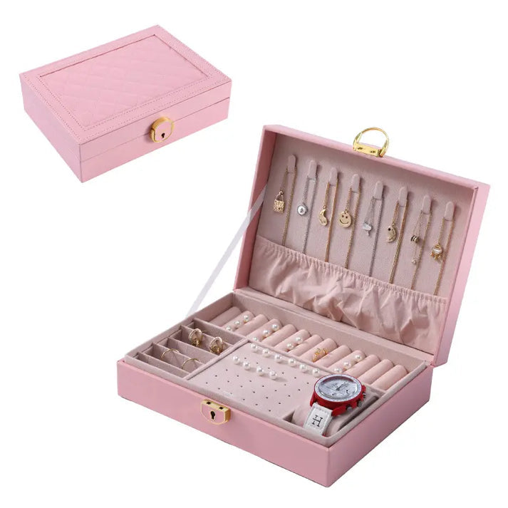 Jewellery Organizer Box with Necklace Hooks, Ring & Bracelet Storage