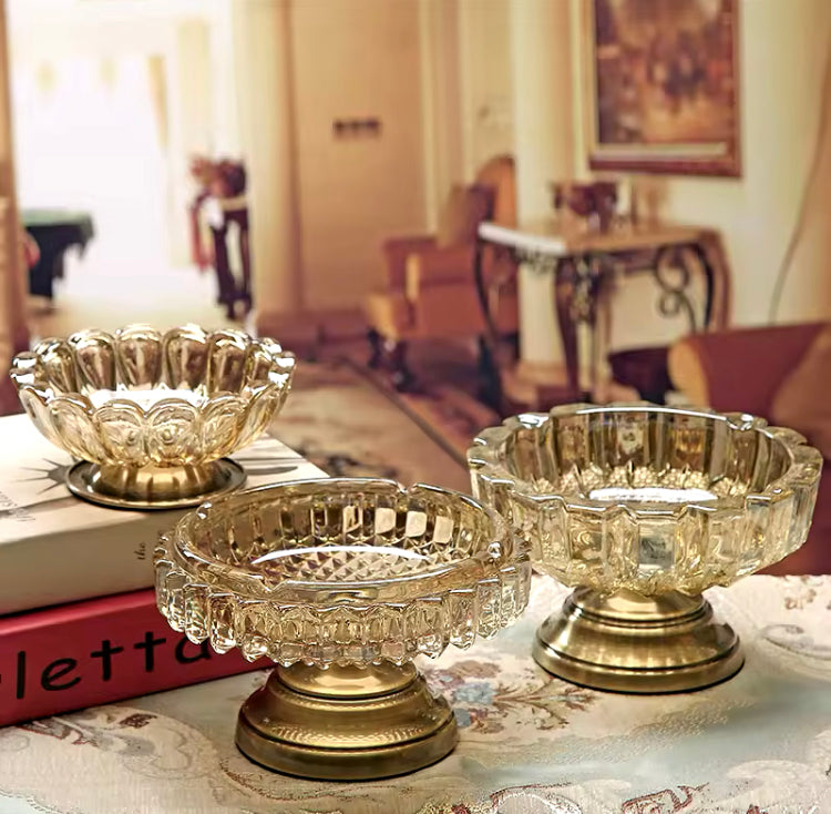 Metal Glass Antique Candy Bowl / Ashtray