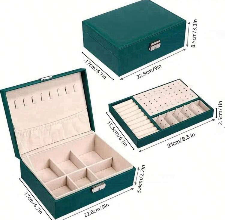 Double Layer Large Capacity Leather Jewellery Organizer