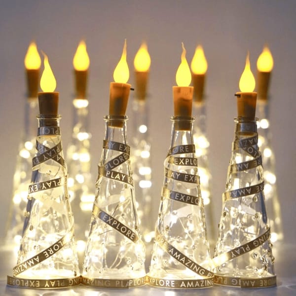 Cork Warm Candle with LED String for Home Decor