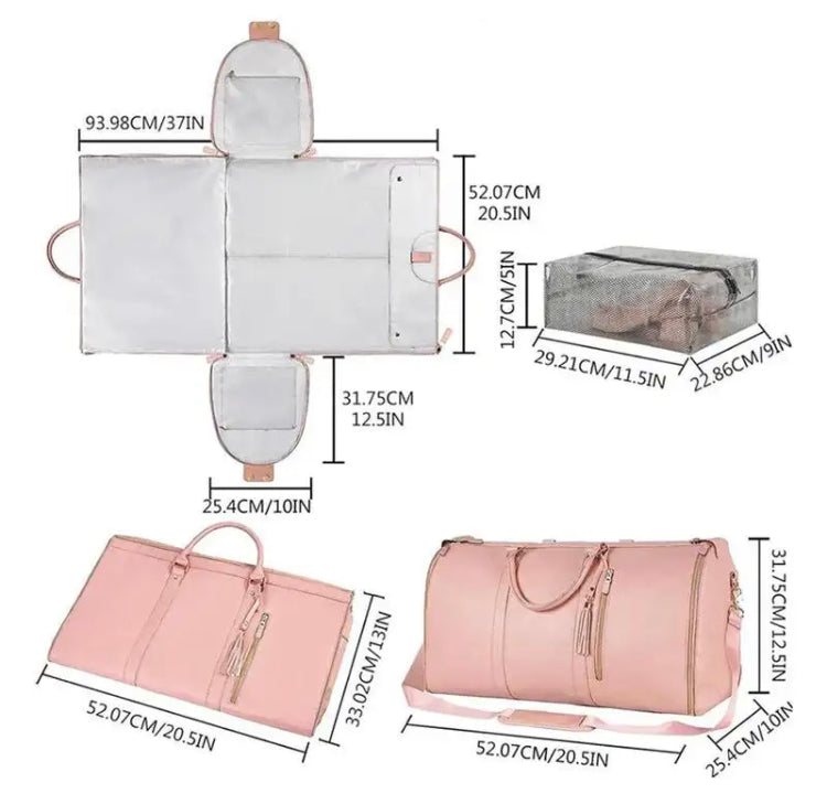 New Foldable Travel Convenient Carry on Clothing Bag Large Capacity PU Leather Duffel Bag