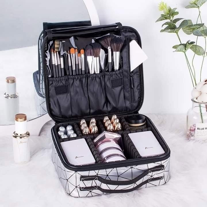 Large Capacity PU Leather Makeup Cosmetics Vanity Bag Waterproof