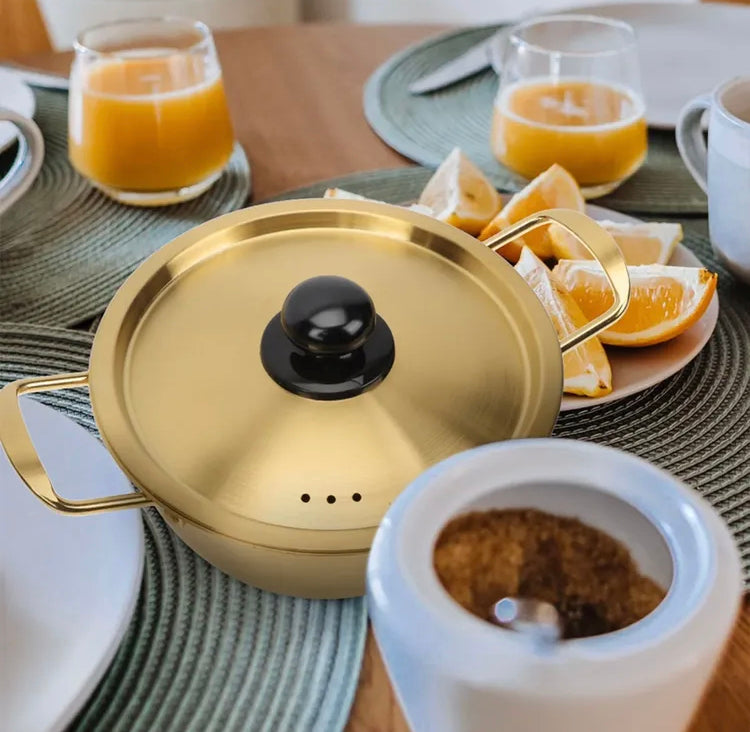 Elegant Gold Aluminium Pot with Lid