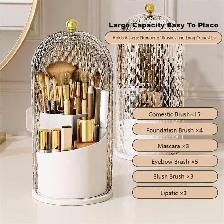 Luxury Diamond Pattern Dustproof Rotating Brushes Holder