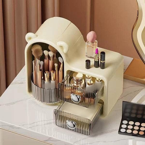 Makeup Rotating Brushes Holder with Drawer