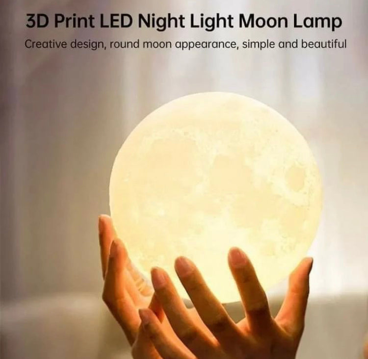 12cm Moon Lamp Rechargeable with 7 Led Lights & Wooden Stand