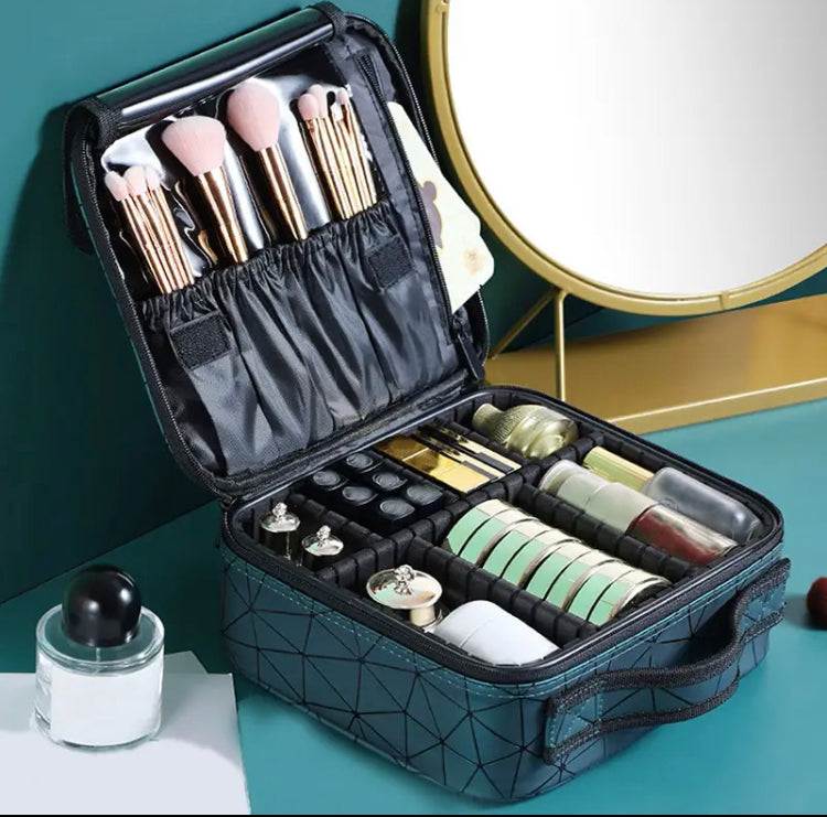 Large Capacity PU Leather Makeup Cosmetics Vanity Bag Waterproof