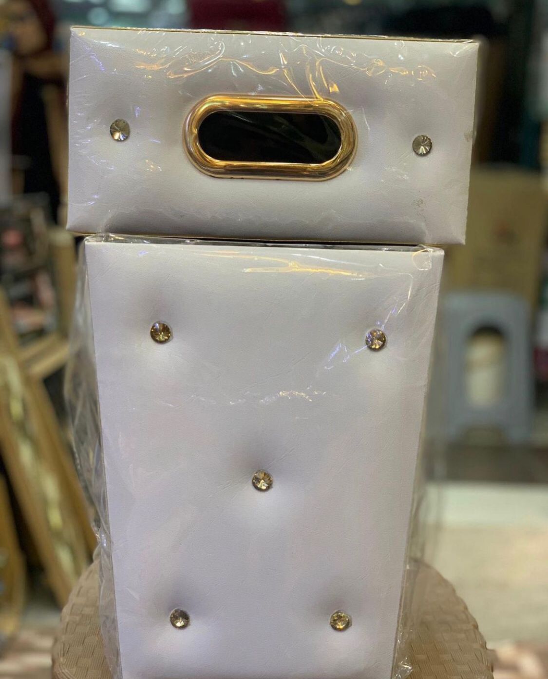 Leather Stone Dustbin & Tissue Box Set