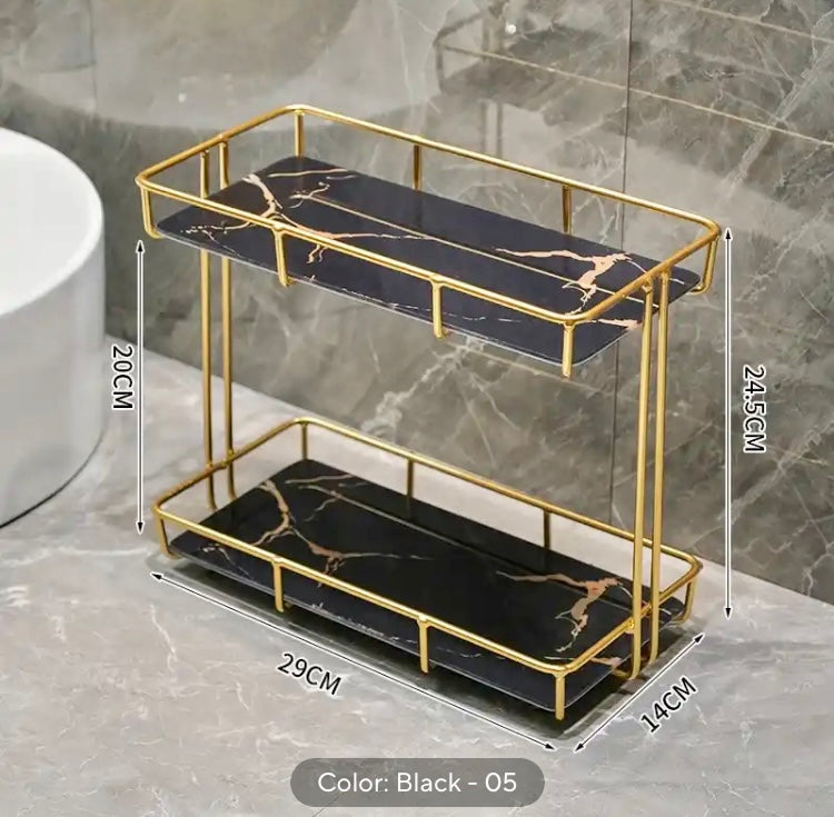 Double Layer Marble Cosmetics Makeup Organizer