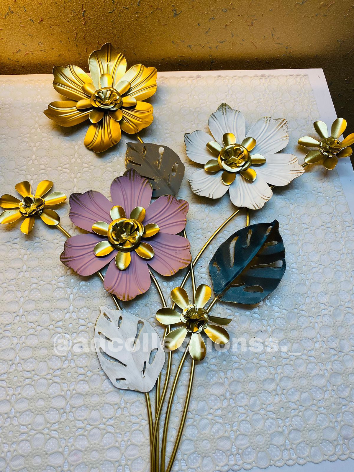 New Flower Golden Metal Wall Motif For Home Decoration Wall Decor