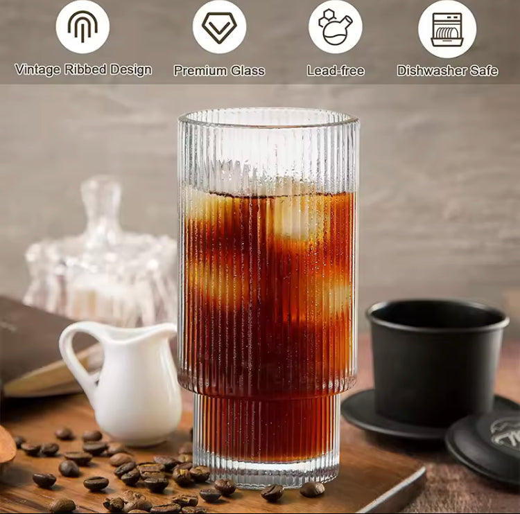 Coffee Glass with Lid & Straw