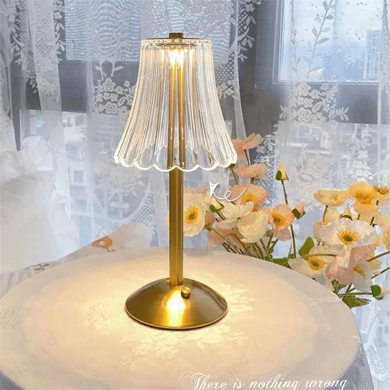 Metal LED Touch Diamond Table Lamp Rechargeable with 3 Lightening Modes
